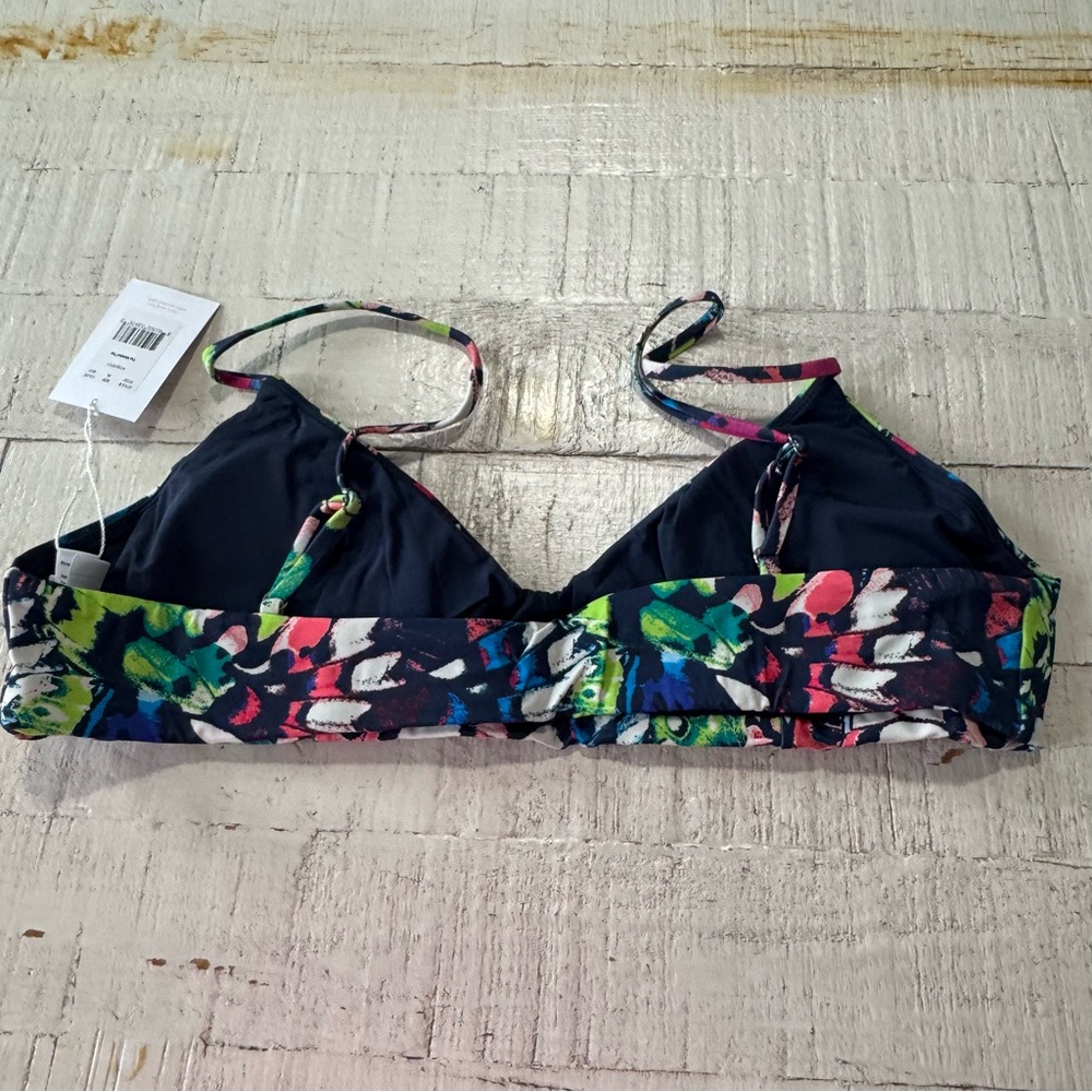 Andie Multicolor Scoop Bikini Top - Navy, Pink, Green, Blue - Picture 12 of 13